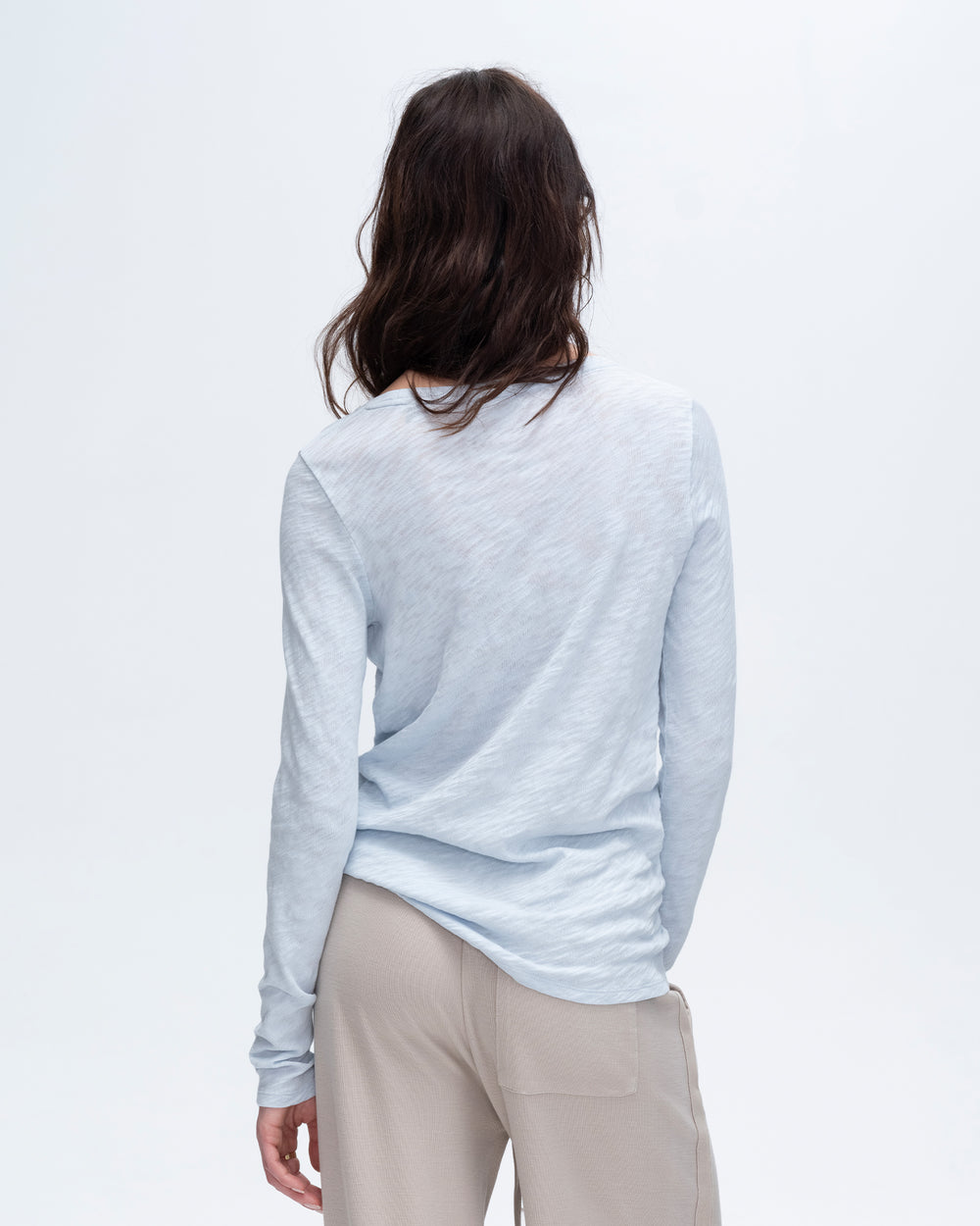 Slub Jersey Long Sleeve Destroyed Crew - Powder Blue