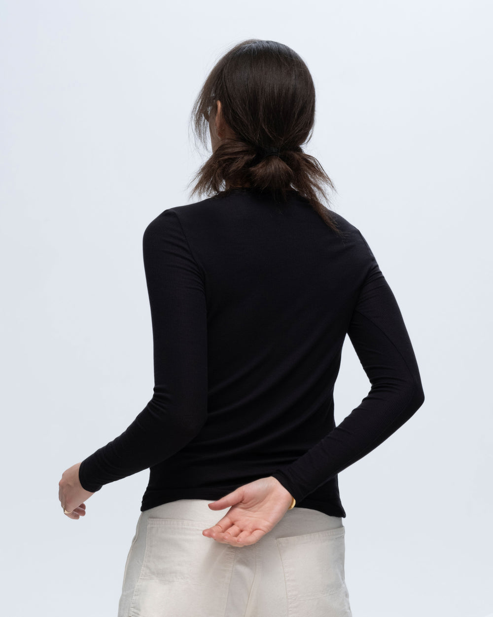 Modal Rib Long Sleeve Crew - Black