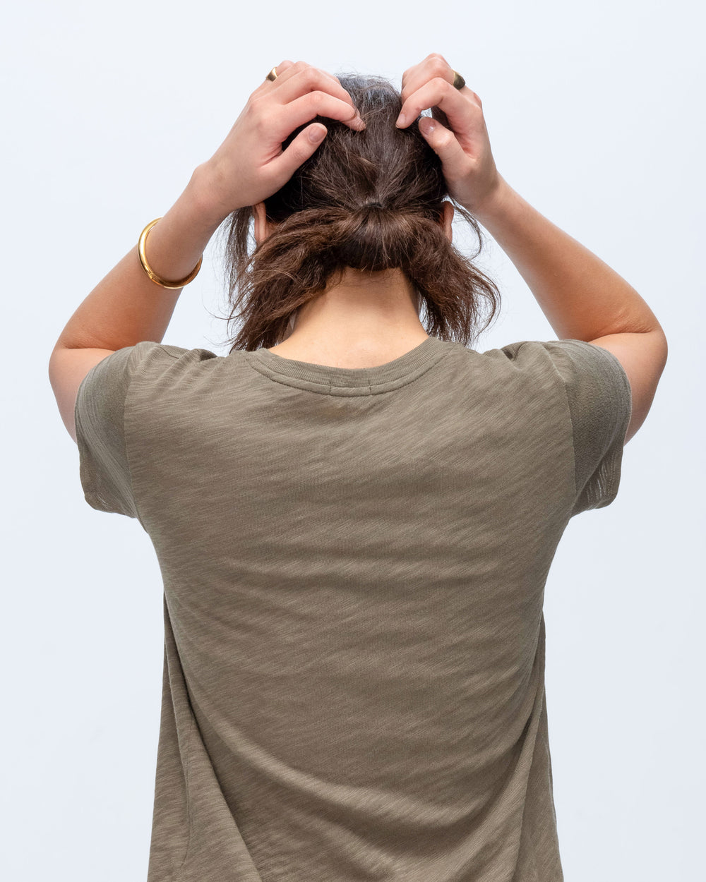Slub Jersey Schoolboy Crew Neck Tee - Army