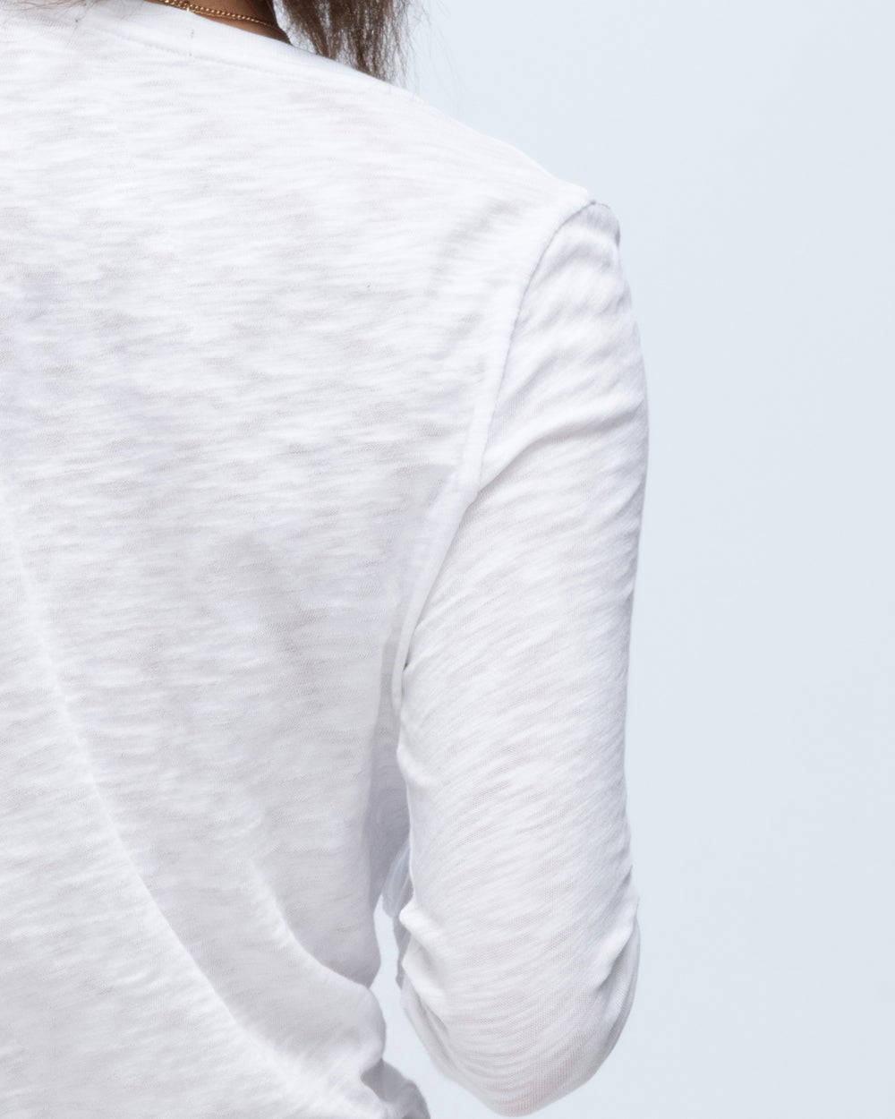 Slub Jersey Long Sleeve V-Neck Tee - White
