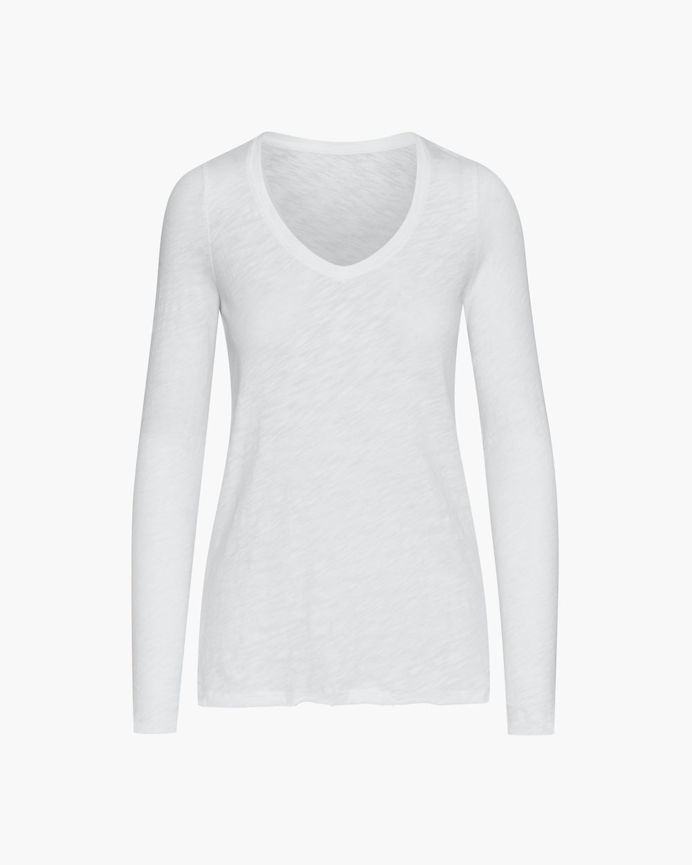 Slub Jersey Long Sleeve V-Neck Tee - White