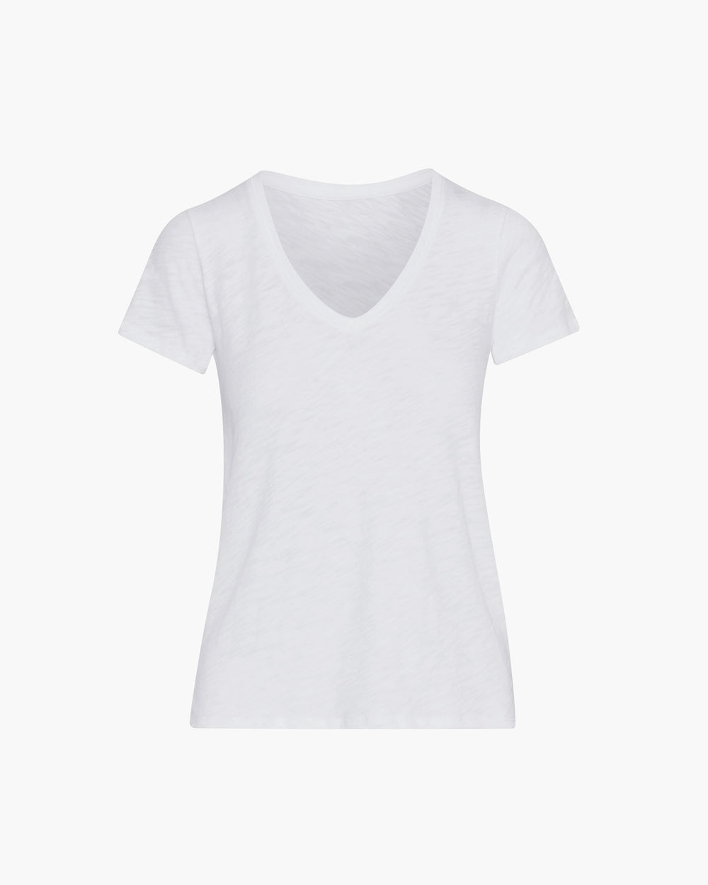 Slub Jersey Schoolboy V-Neck Tee - White