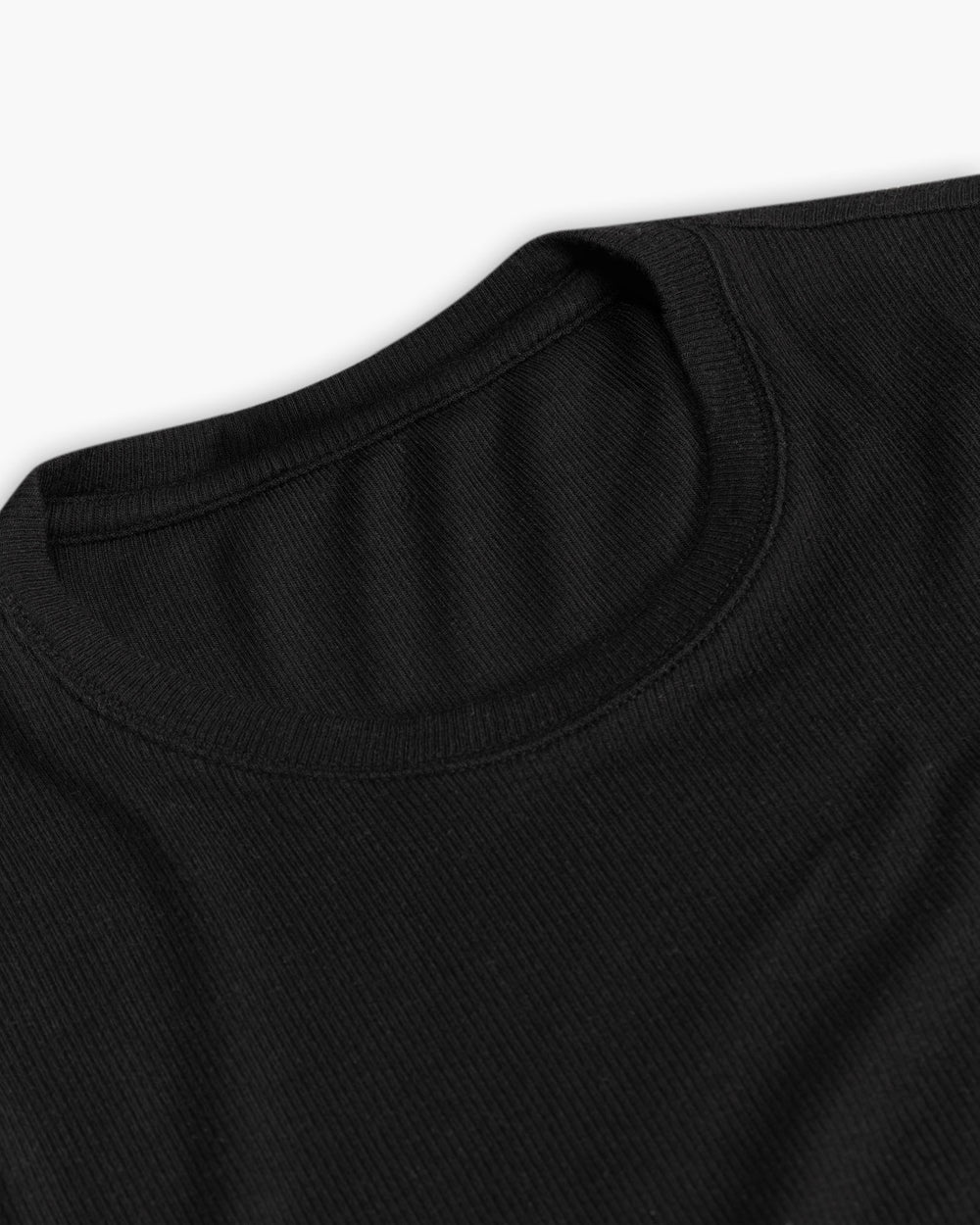 Modal Rib Short Sleeve Crew Neck Tee - Black