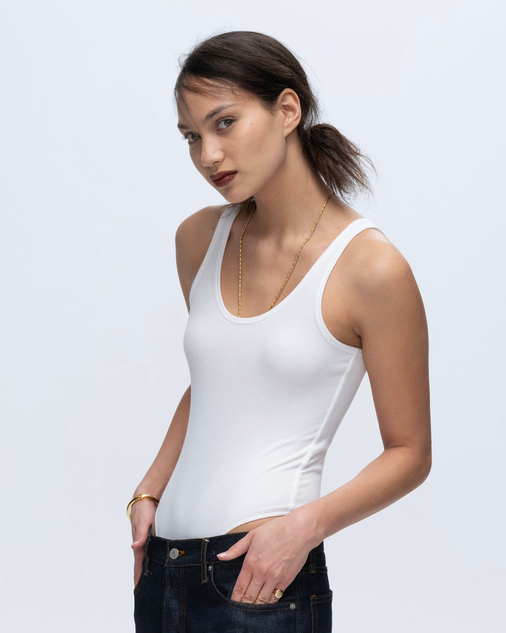 Modal Rib Bodysuit - White