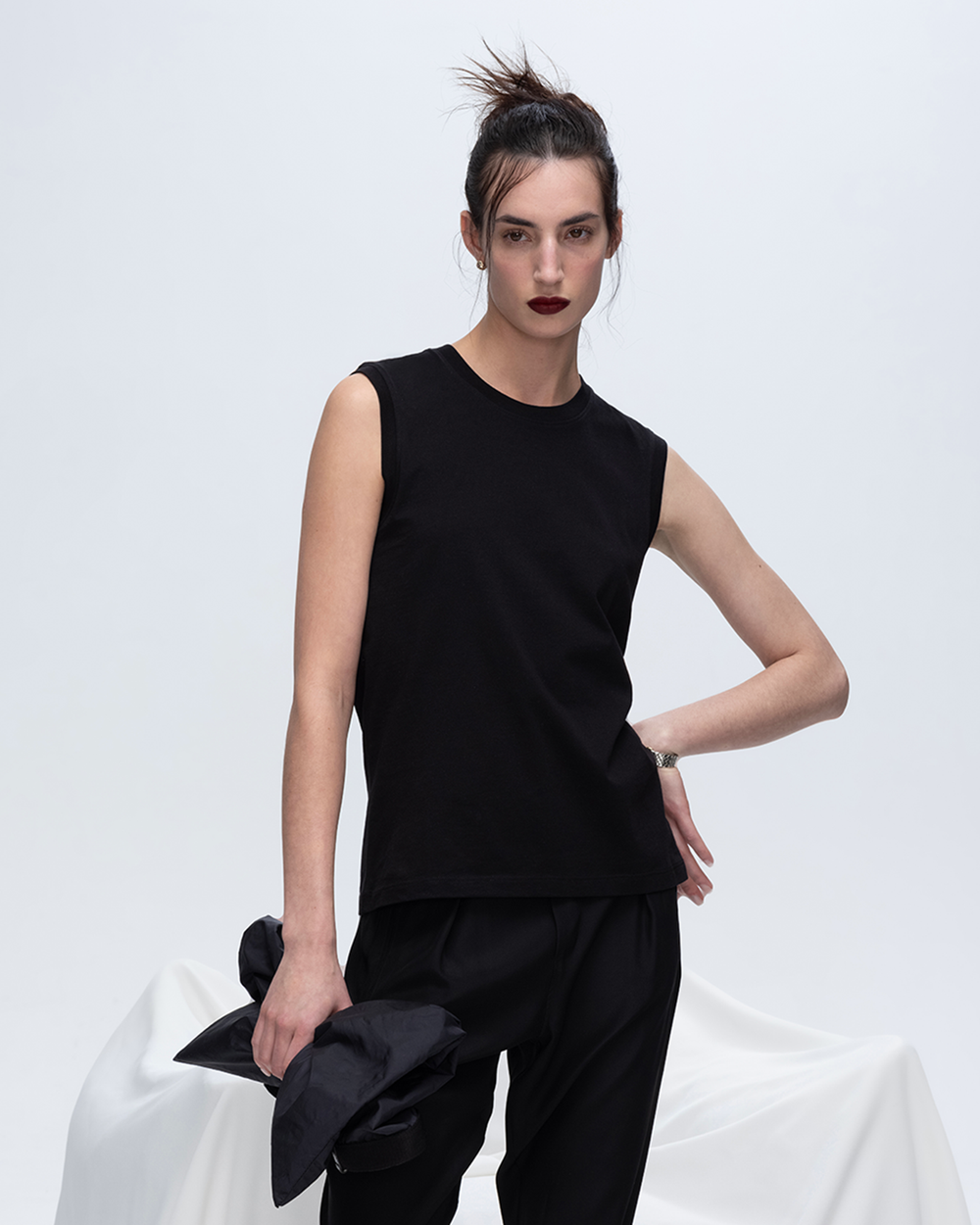 Classic Jersey Sleeveless Boy Tee - Black