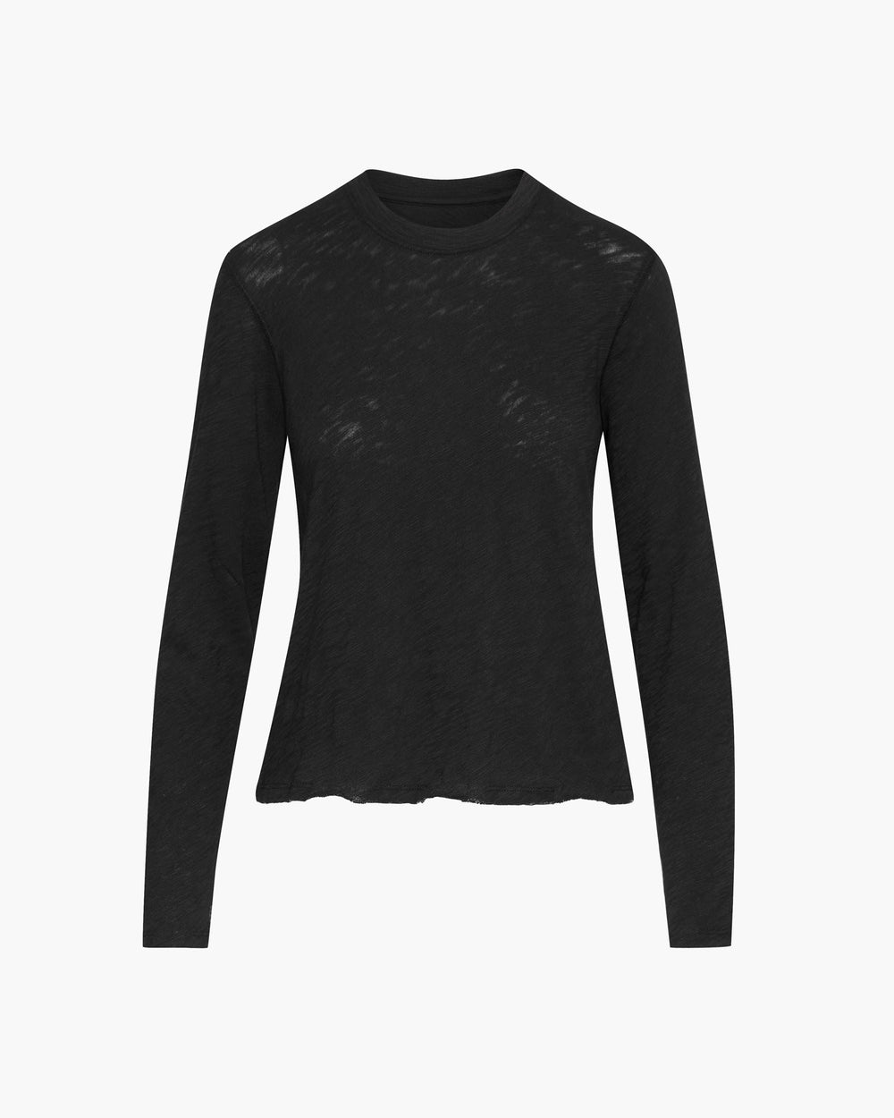 Slub Jersey Long Sleeve Destroyed Wash Crop Tee - Black