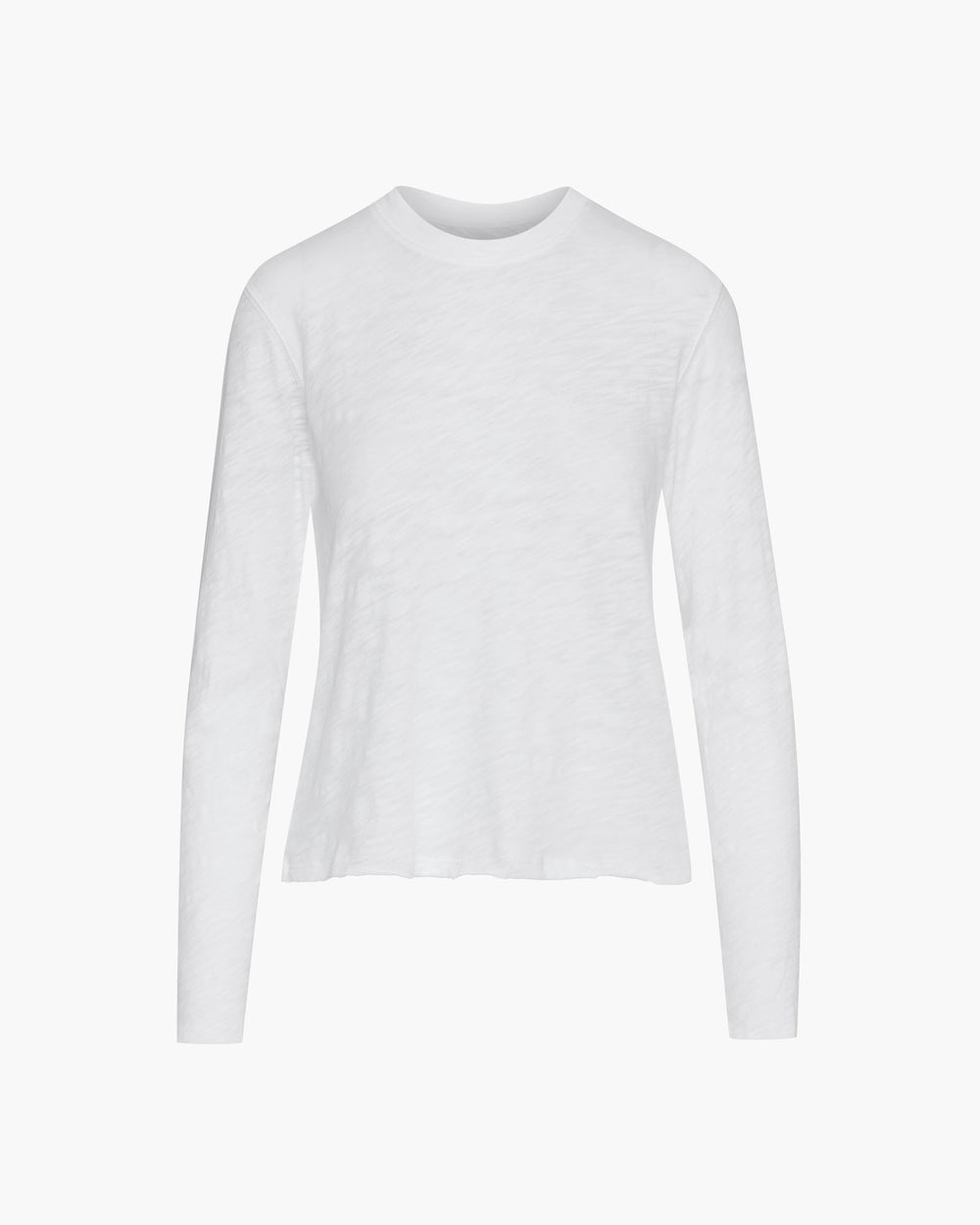 Slub Jersey Long Sleeve Destroyed Wash Crop Tee - White