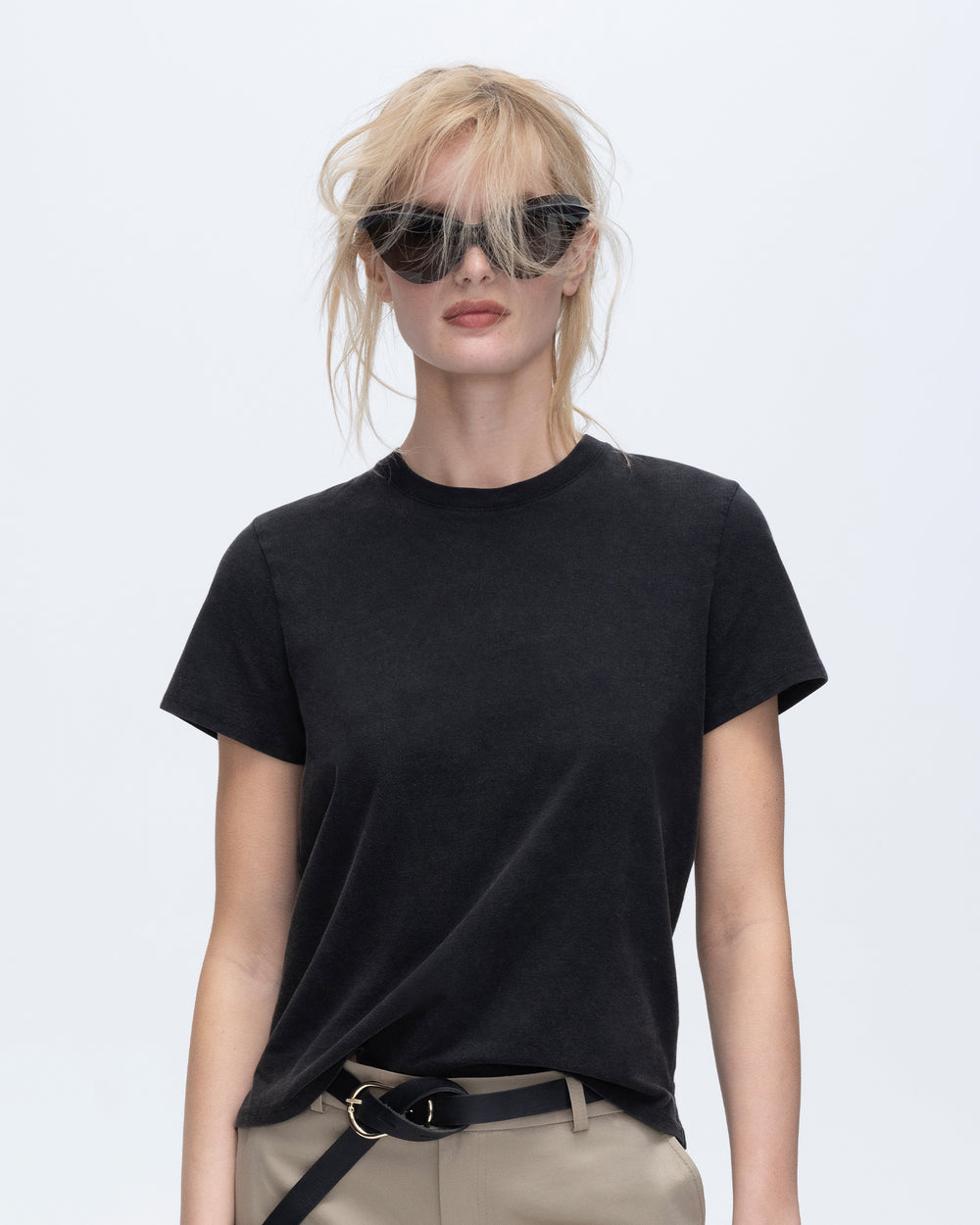 Heavyweight Jersey Short Sleeve Crew Neck Tee Vintage Wash - Black