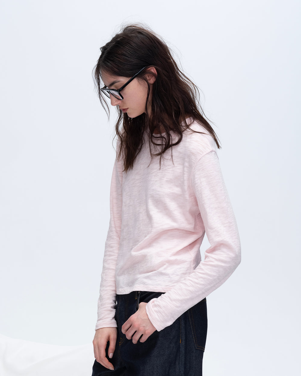 Slub Jersey Long Sleeve Crop Tee - Pink Camelia