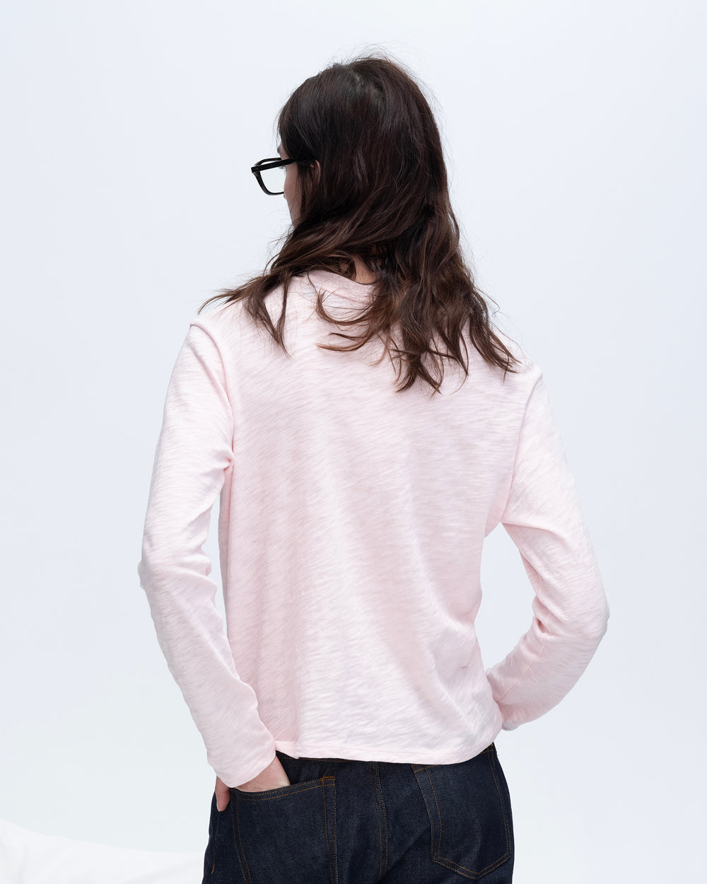 Slub Jersey Long Sleeve Crop Tee - Pink Camelia