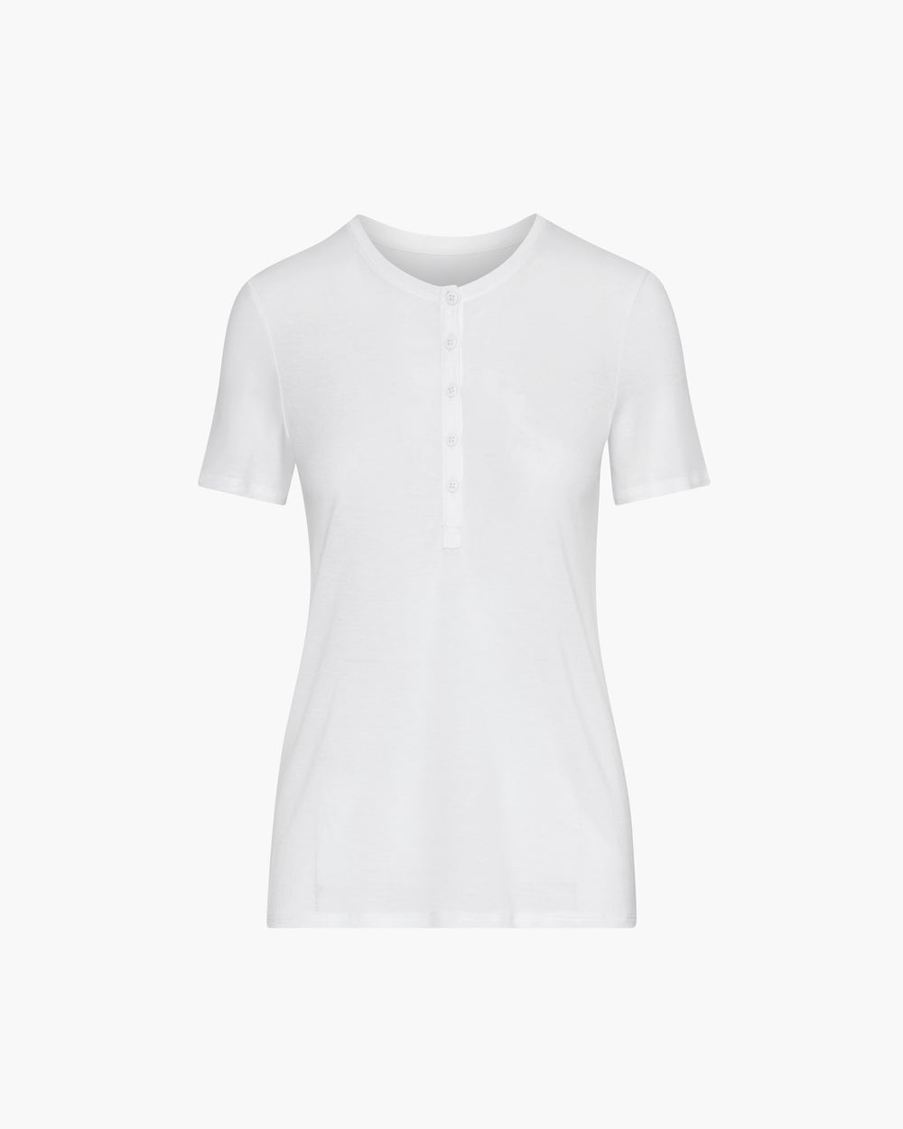 Modal Jersey Short Sleeve Henley - White