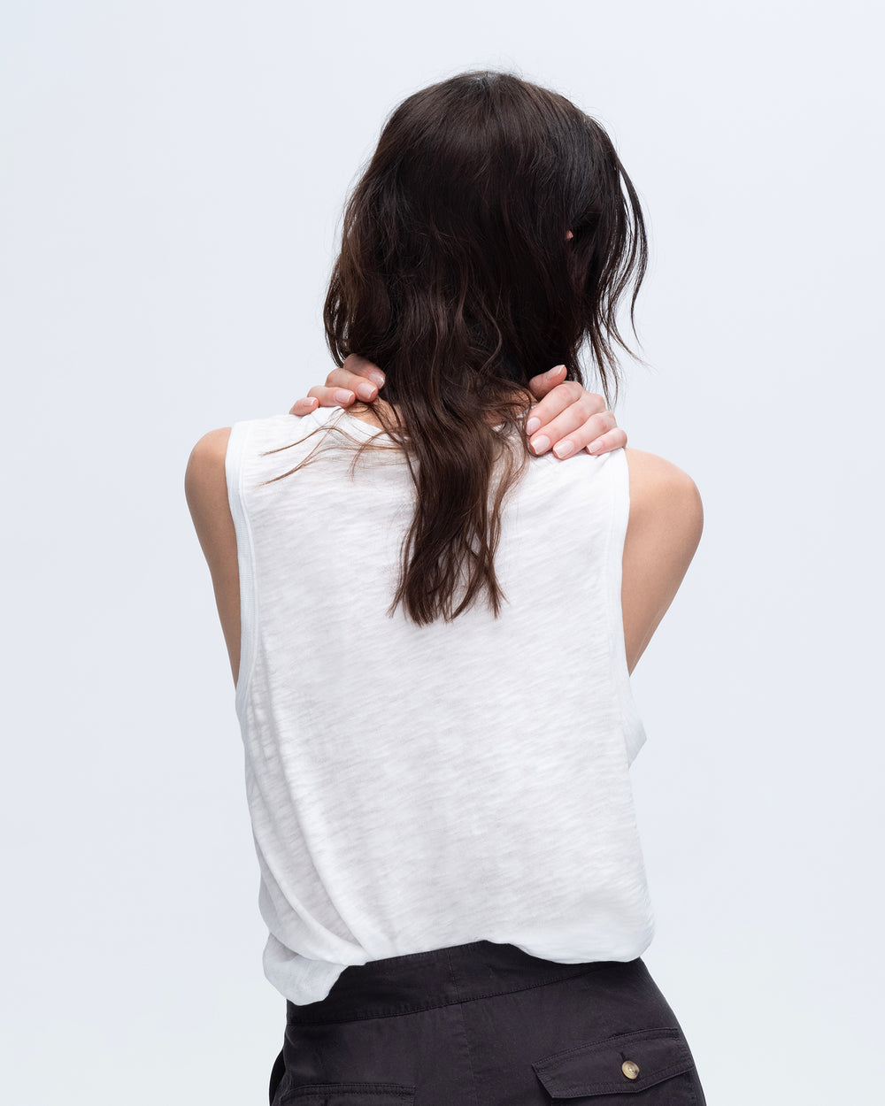 Slub Jersey V-Neck Tank - White