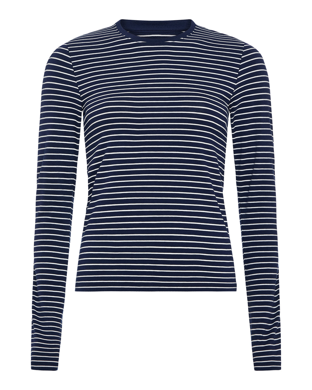 Pima Cotton Spandex Long Sleeve Baby Tee - Midnight-White