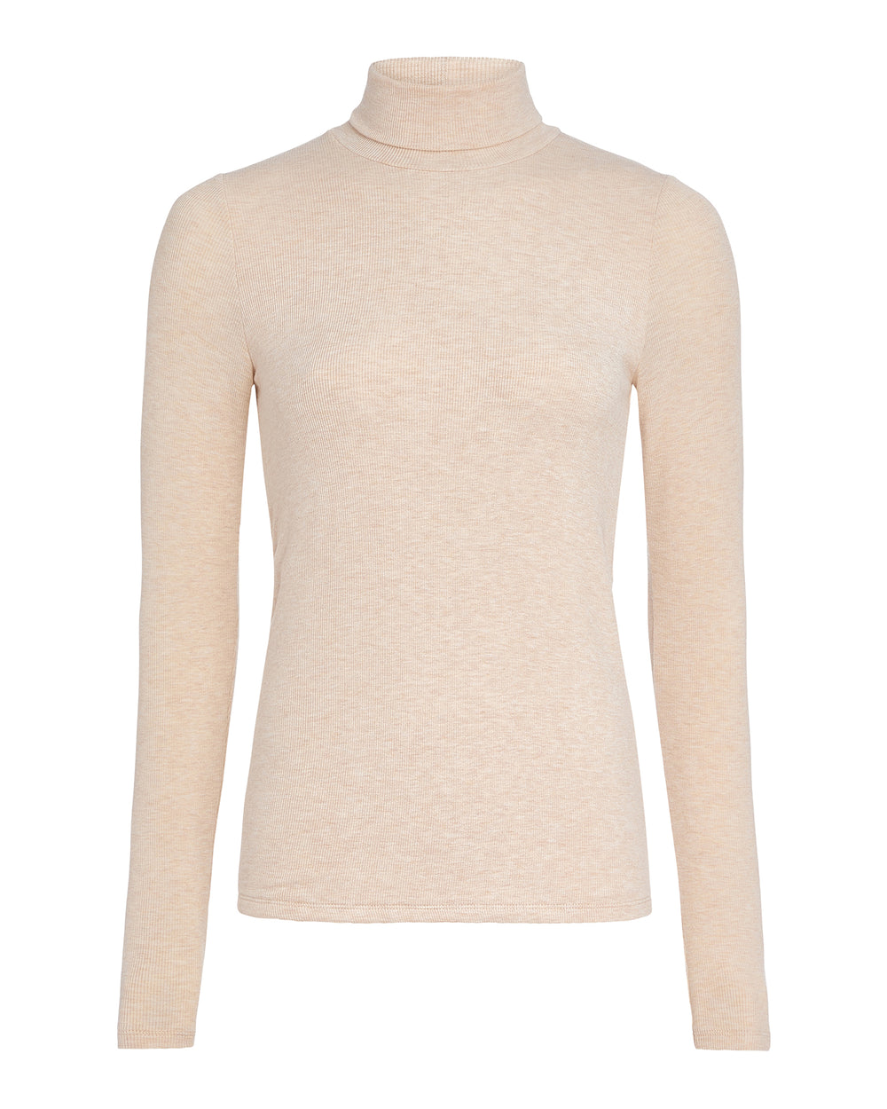 Modal Rib Turtleneck - Heather Soft Wheat