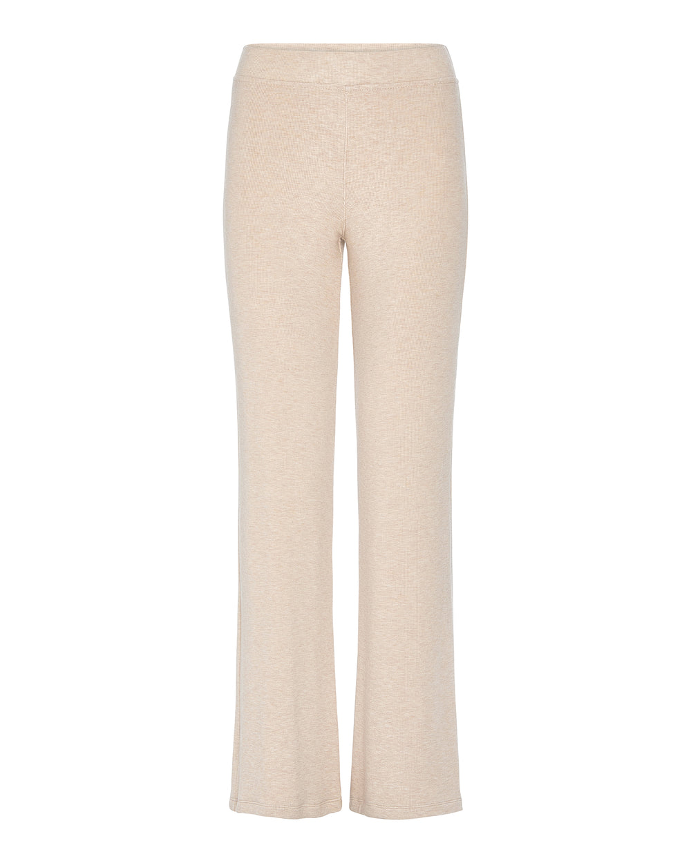 Modal Rib Flare Pant - Heather Soft Wheat