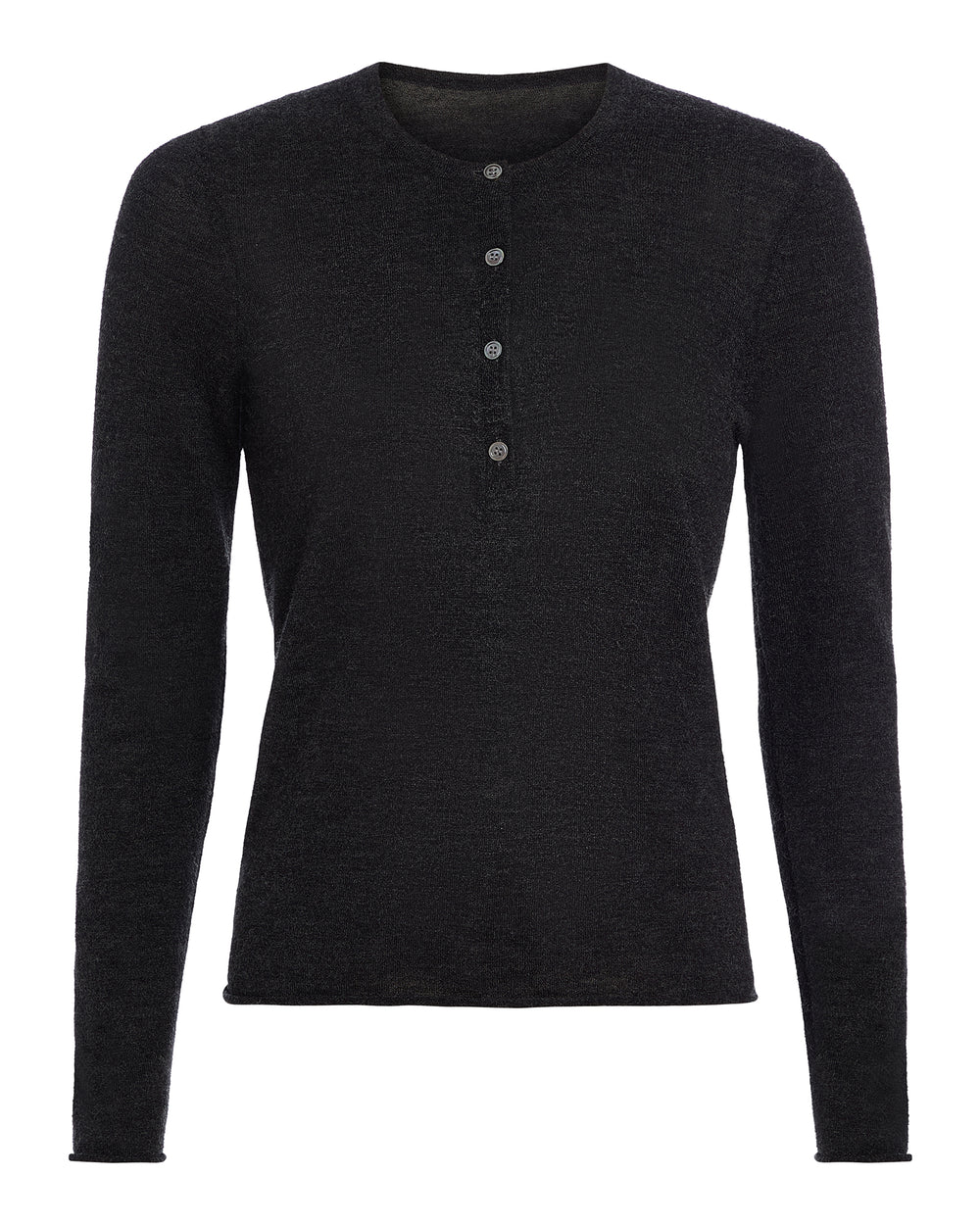Cashmere Henley Sweater - Heather Dark Charcoal
