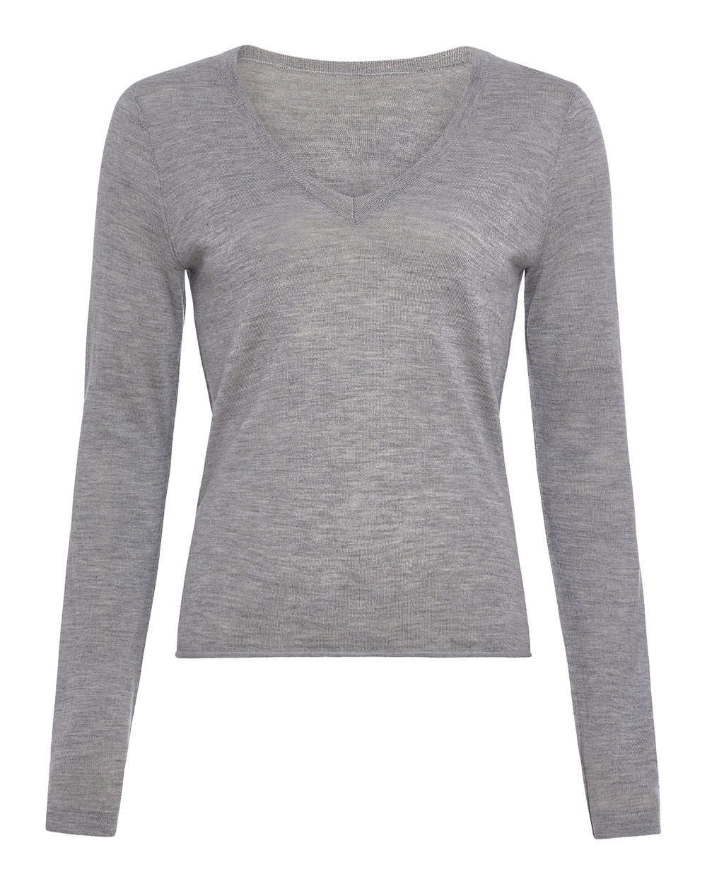 Lightweight Cashmere V-Neck - Heathered Grey