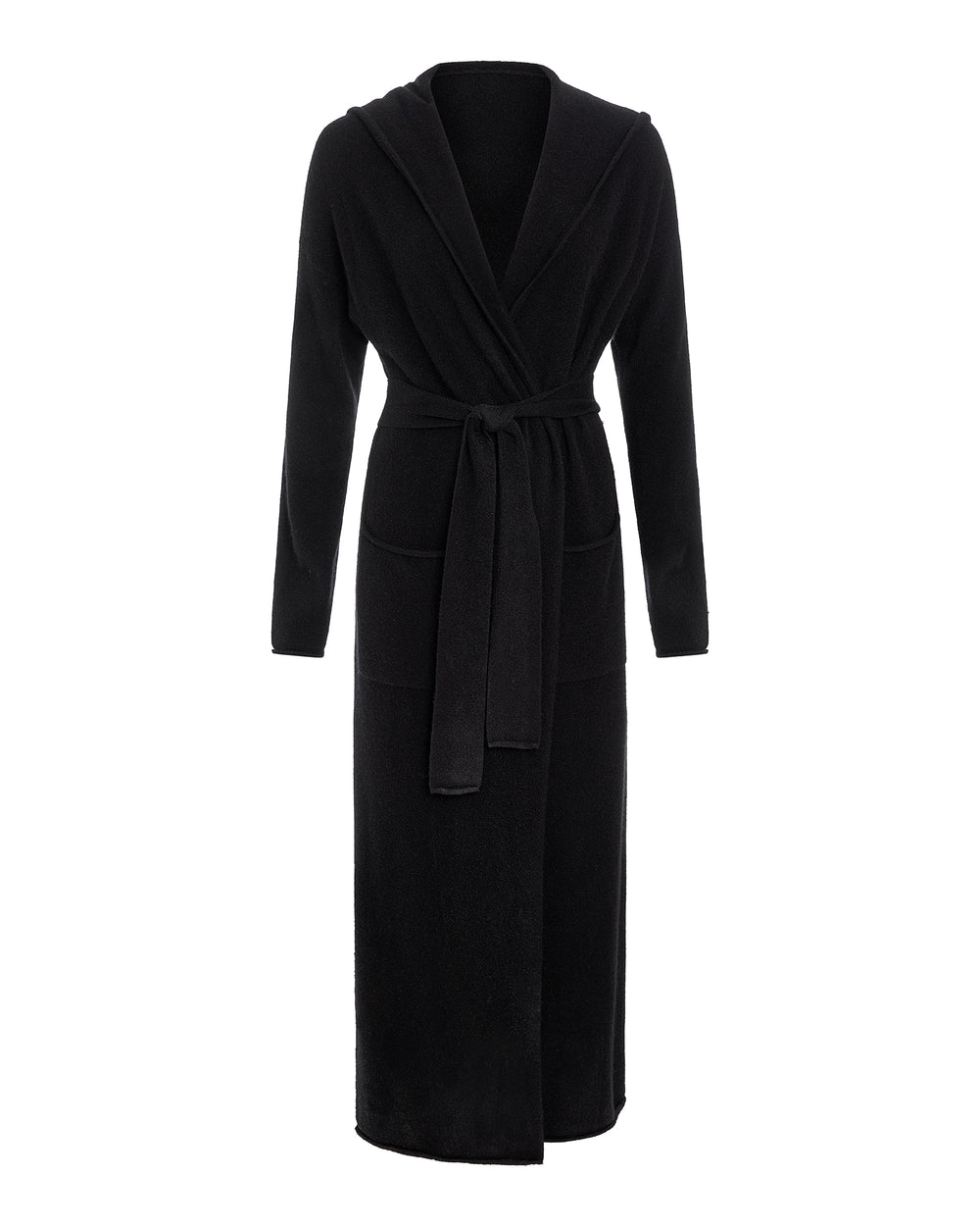 Cashmere Hooded Bathrobe - Black
