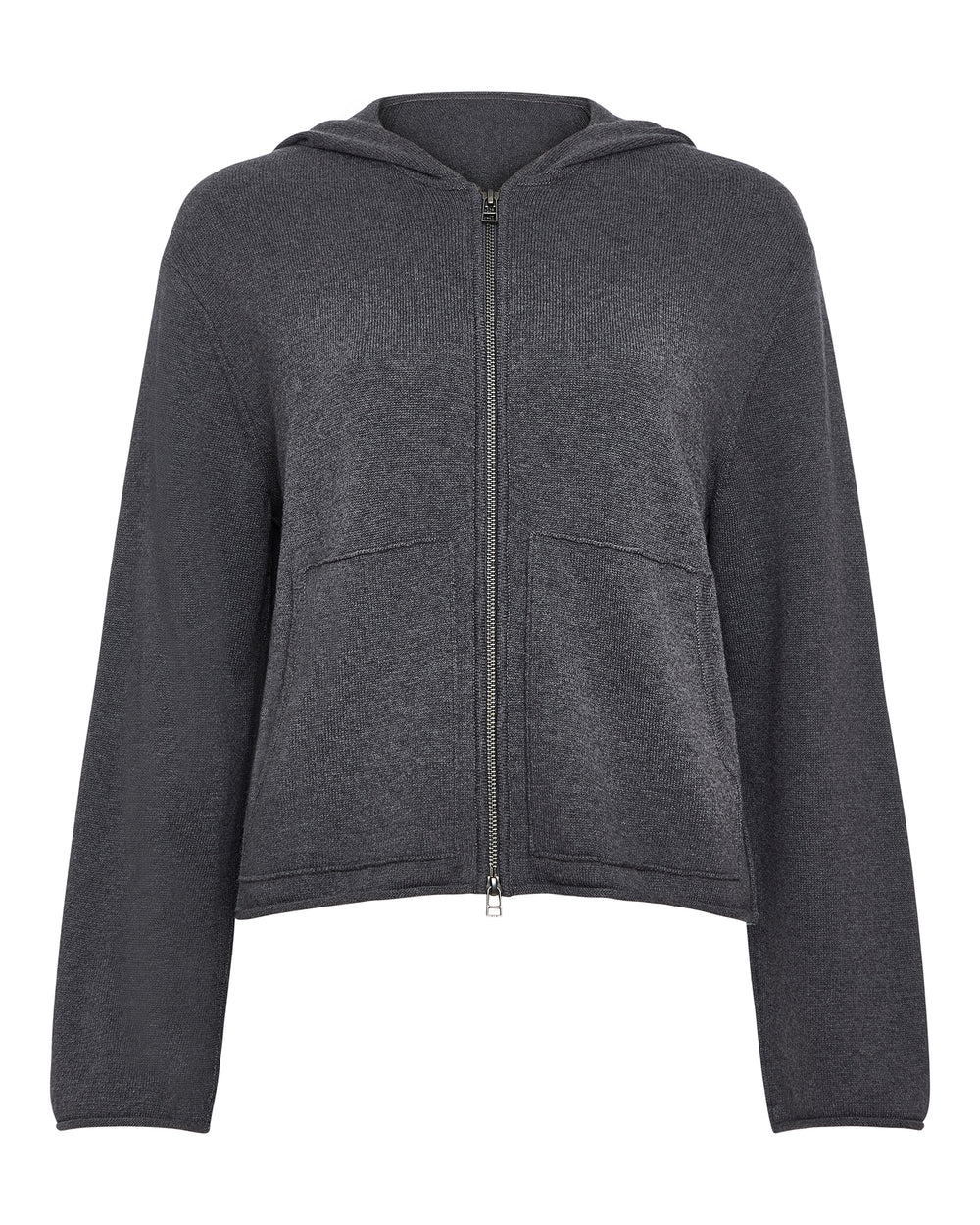 Cotton Cashmere Zip Up Hoodie - Dark Heather Grey