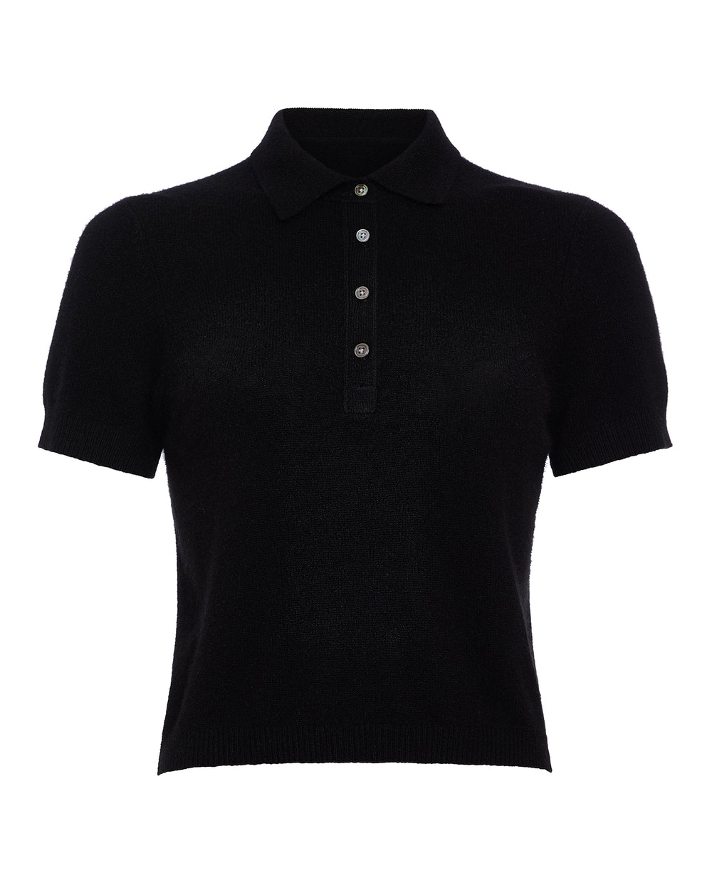 Lightweight Cashmere Exposed Seam Polo - Black