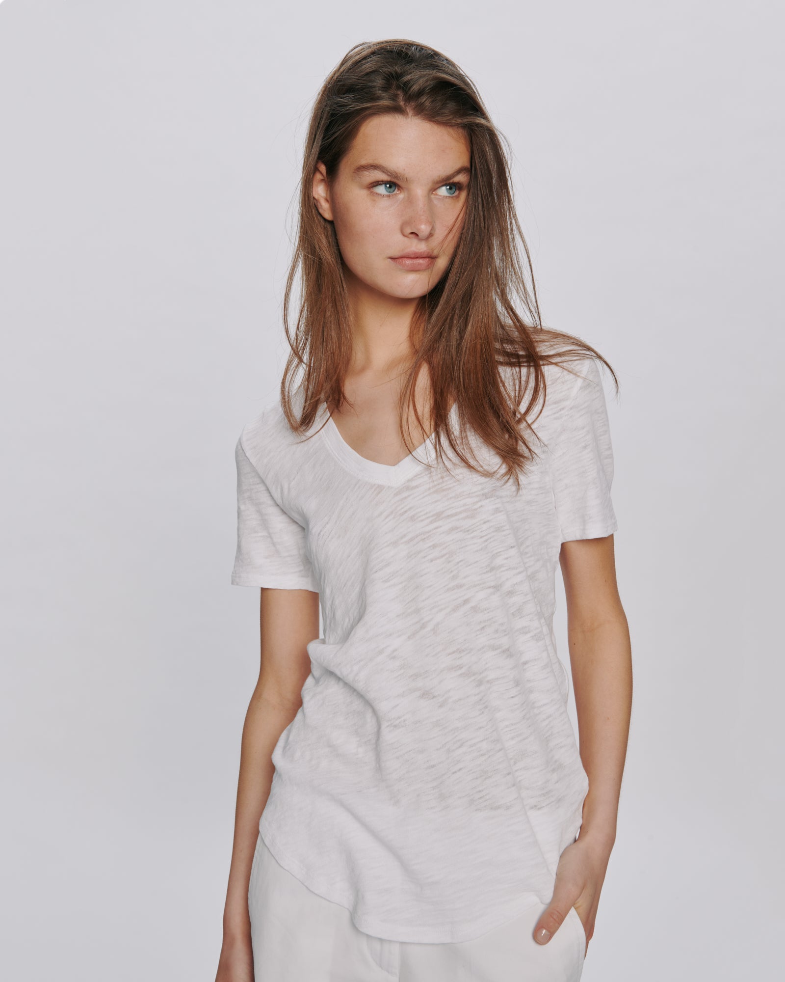 Slub Jersey Classic V-Neck Tee - White – ATM Anthony Thomas Melillo