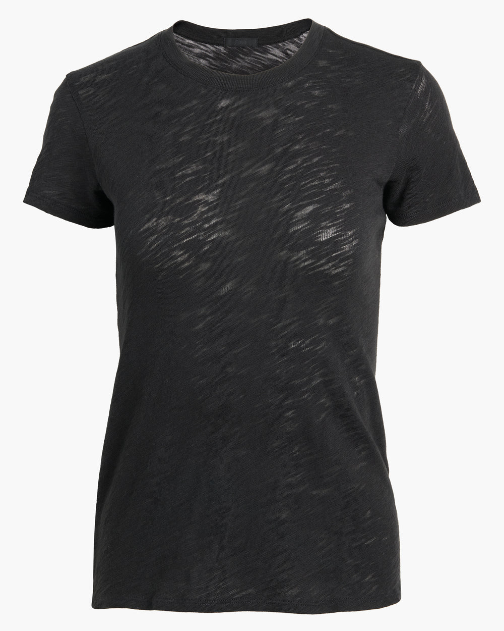 Slub Jersey Schoolboy Crew Neck Tee - Black