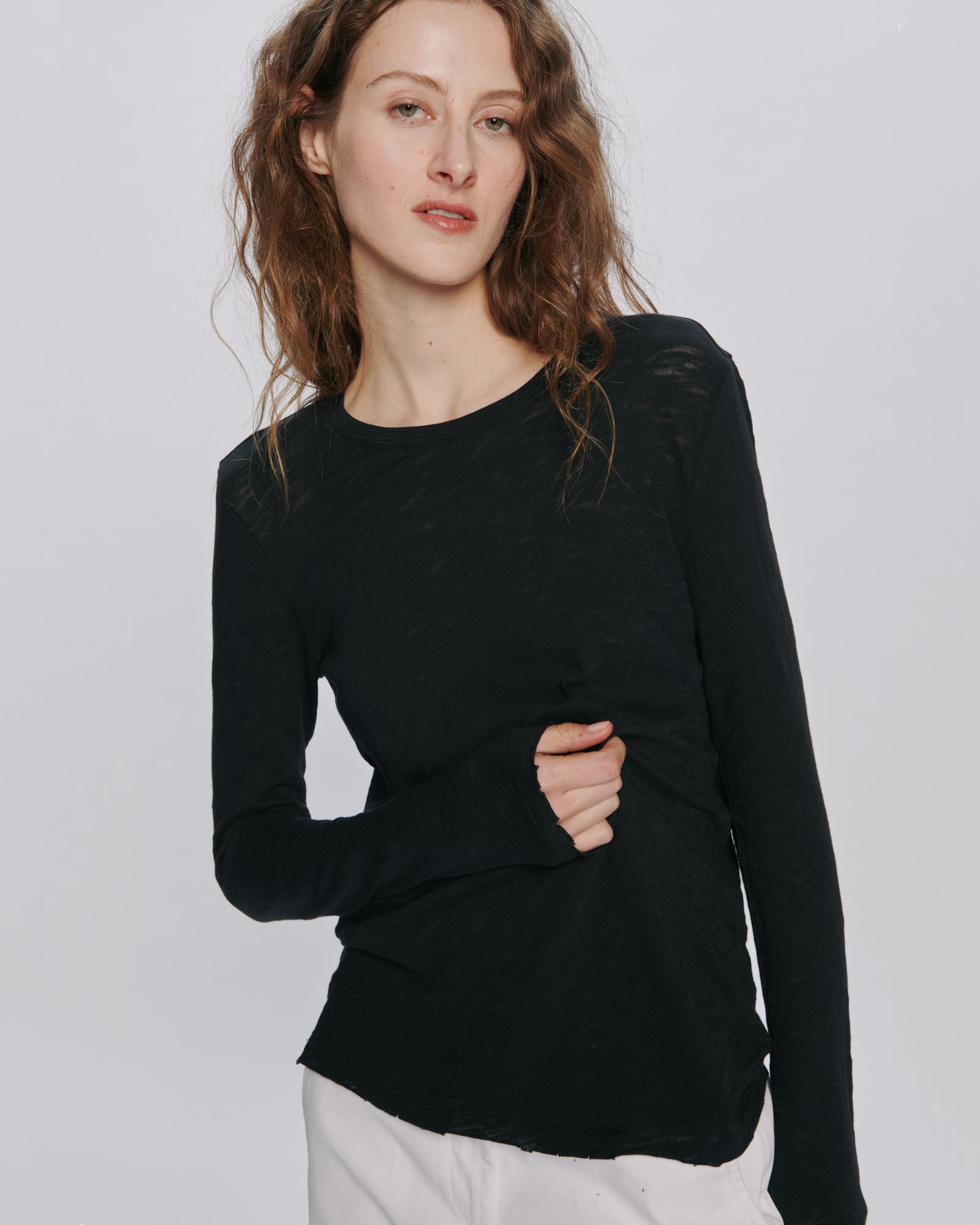Slub Jersey Long Sleeve Destroyed Wash Tee - Black – ATM Anthony
