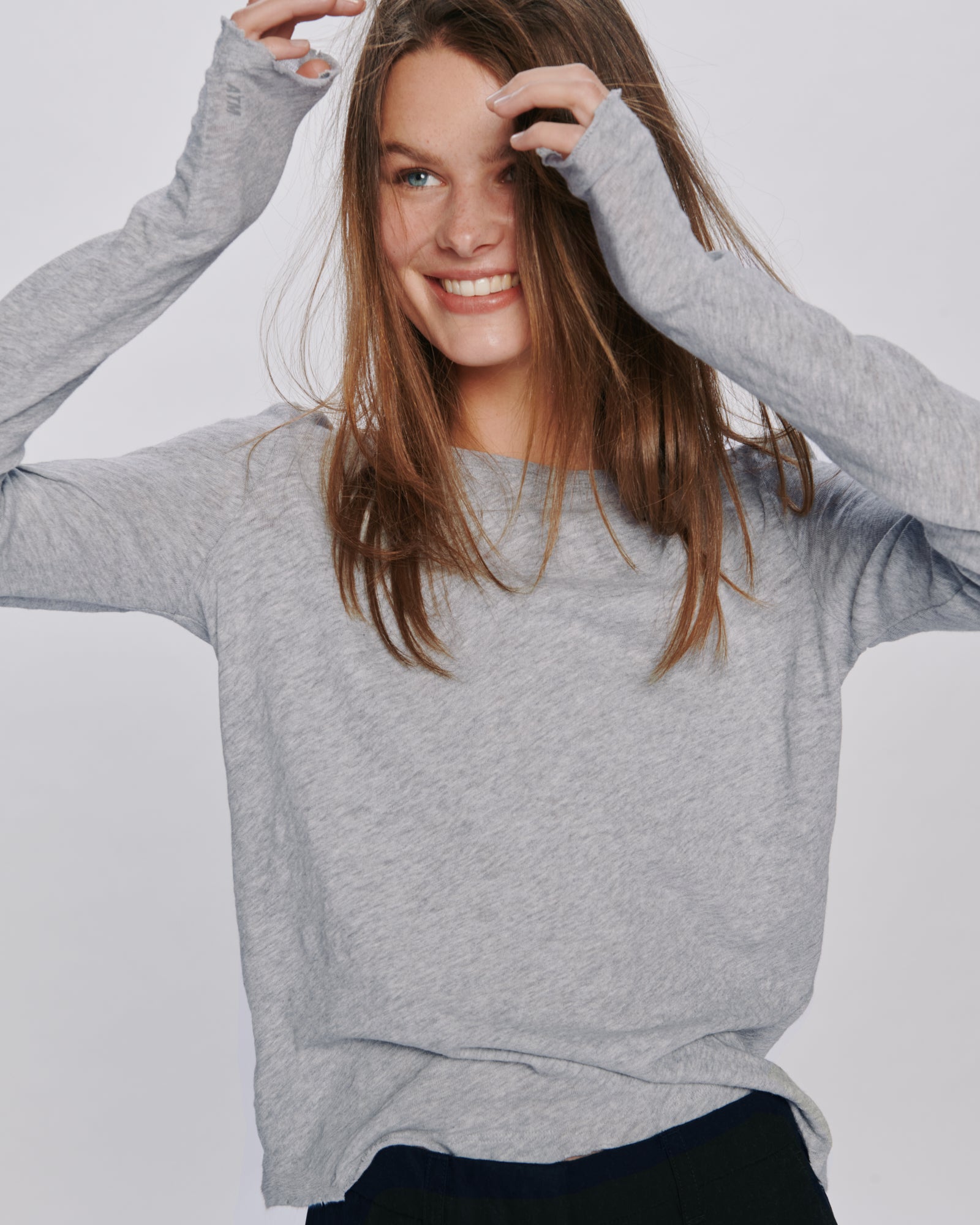 Slub Jersey Long Sleeve Destroyed Wash Tee - Heather Grey – ATM