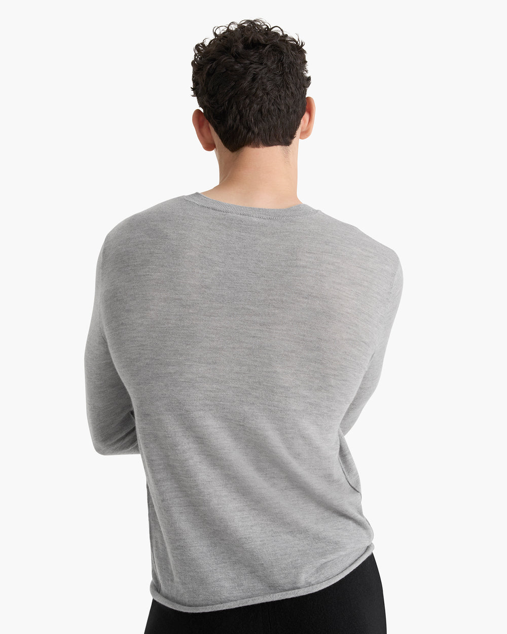 Lightweight Cashmere V-Neck - Heathered Grey