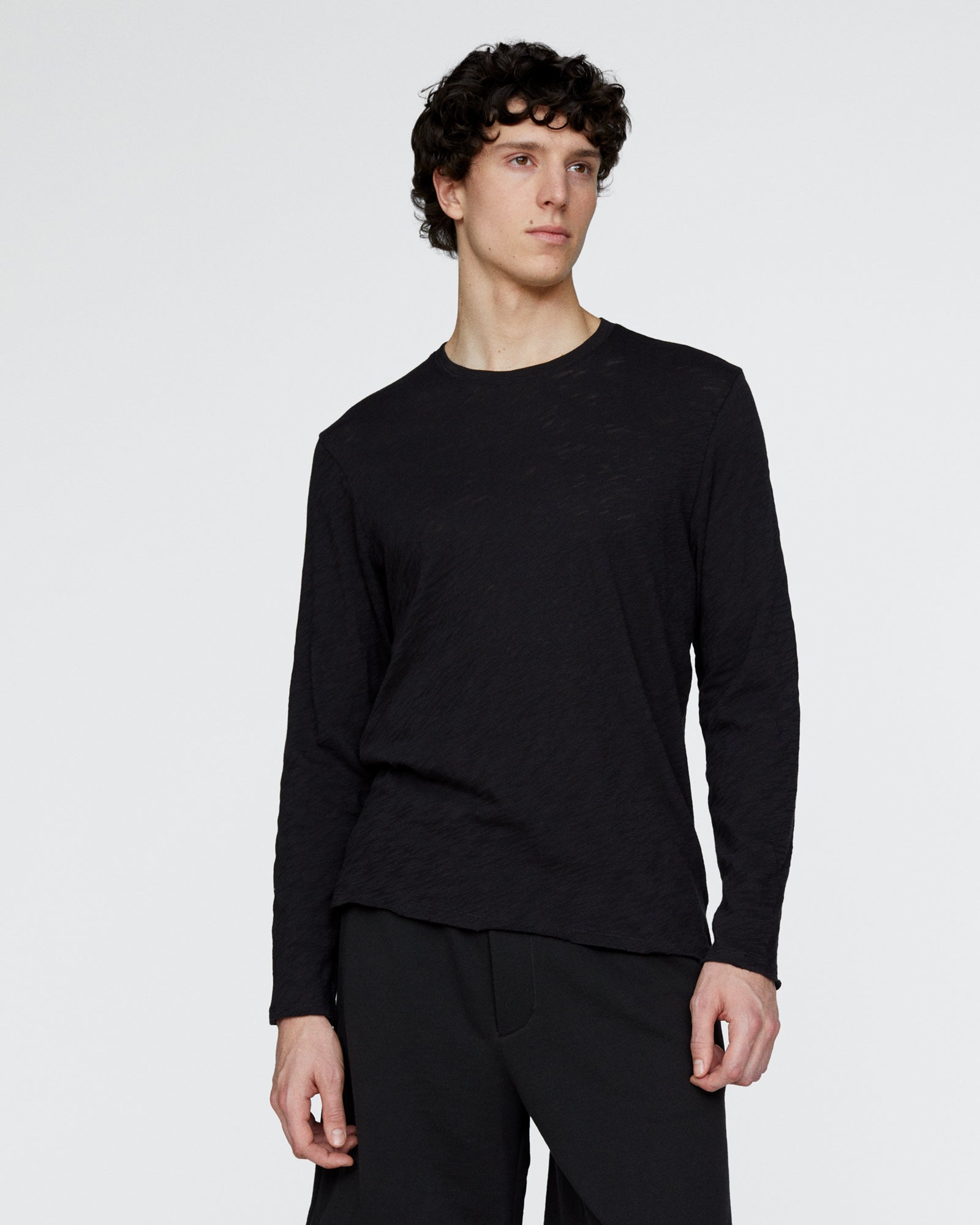 Slub Jersey Long Sleeve Destroyed Wash Tee - Black – ATM Anthony