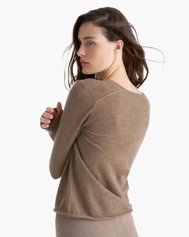 Lightweight Cashmere Crew Neck - Heather Cedar