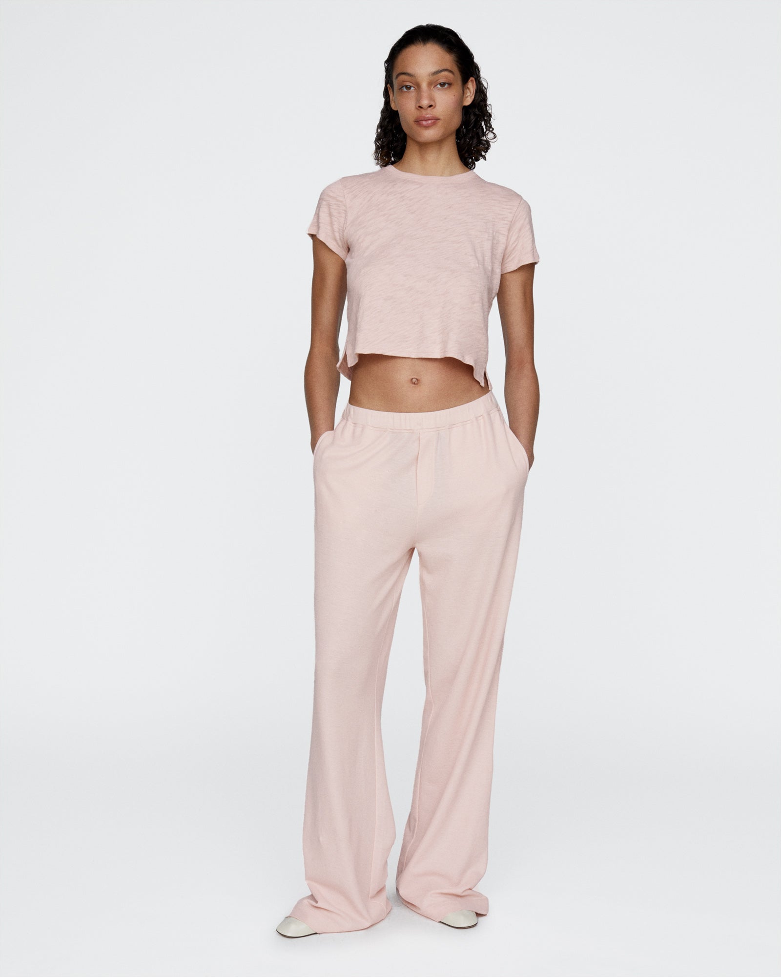 Pima Cotton Pique Wide Leg Sweatpants - Faded Rose – ATM Anthony