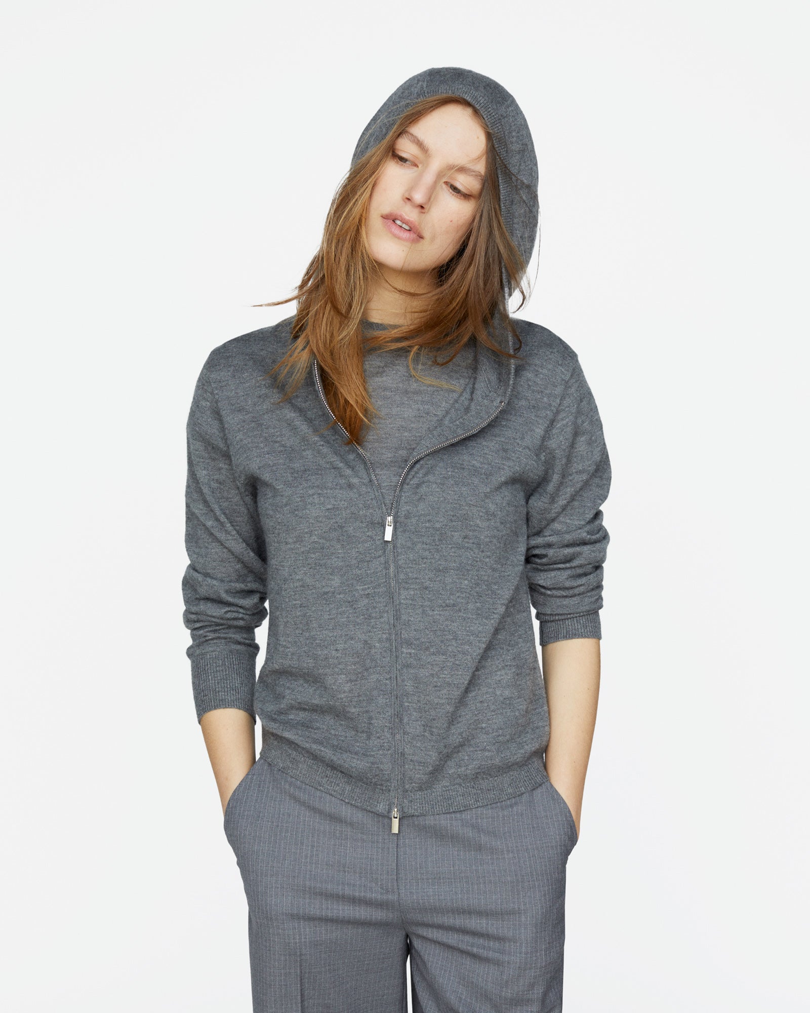 Cashmere Zip-Up Hoodie - Medium Heather Grey – ATM Anthony Thomas