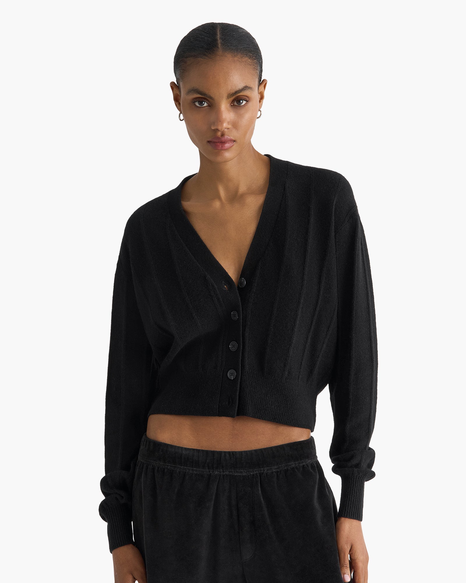 Cashmere Wide Rib Cardigan - Black – ATM Anthony Thomas Melillo