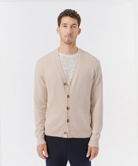 Almond Butter Linen Blend Jersey Cardigan | Men's Sweater by ATM Anthony Thomas Melillo