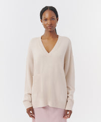 Almond Butter Linen Blend Oversized Pocket Sweater | Women's Sweater by ATM Anthony Thomas Melillo
