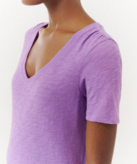 Bellflower Slub Jersey Classic V-Neck Tee | Women's Cotton Short Sleeve Tee by ATM Anthony Thomas Melillo