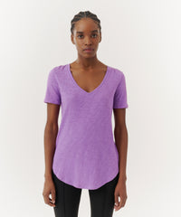 Bellflower Slub Jersey Classic V-Neck Tee | Women's Cotton Short Sleeve Tee by ATM Anthony Thomas Melillo