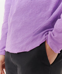 Bellflower Slub Jersey Destroyed Wash Henley | Men's Cotton Long Sleeve Tee by ATM Anthony Thomas Melillo