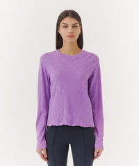 Bellflower Slub Jersey Long Sleeve Destroyed Wash Crop Tee | Women's Cotton Long Sleeve Tee by ATM Anthony Thomas Melillo