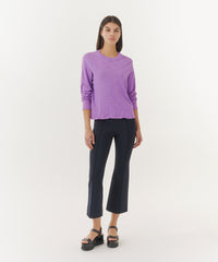 Bellflower Slub Jersey Long Sleeve Destroyed Wash Crop Tee | Women's Cotton Long Sleeve Tee by ATM Anthony Thomas Melillo