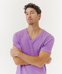 Bellflower Slub Jersey V-Neck Tee | Men's Cotton Short Sleeve Tee by ATM Anthony Thomas Melillo