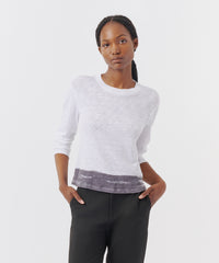 Black Combo Slub Jersey Long Sleeve Crop Tee | Women's Dress by ATM Anthony Thomas Melillo
