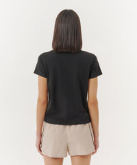 Black Compact Jersey Short Sleeve Crew Neck Tee | Women's Cotton Short Sleeve Tee by ATM Anthony Thomas Melillo