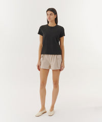 Black Compact Jersey Short Sleeve Crew Neck Tee | Women's Cotton Short Sleeve Tee by ATM Anthony Thomas Melillo