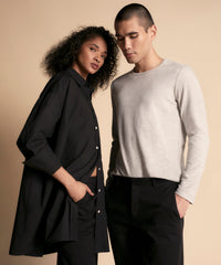 Black Cotton Poplin Long Sleeve Shirt Dress | Women's Dress by ATM Anthony Thomas Melillo