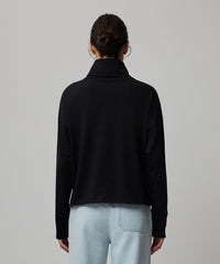 Black Heavy Cotton Oversized Turtleneck | Women's Sweater by ATM Anthony Thomas Melillo
