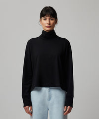 Black Heavy Cotton Oversized Turtleneck | Women's Sweater by ATM Anthony Thomas Melillo