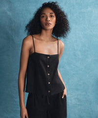 Black Linen Sleeveless A-Line Top | Women's Top by ATM Anthony Thomas Melillo