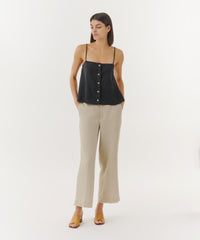 Black Linen Sleeveless A-Line Top | Women's Top by ATM Anthony Thomas Melillo